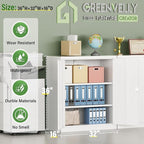 Greenvelly Metal Storage Cabinet with Doors and Shelves,Lockable Storage Cabinet for Office,36”White Metal Utility Cabinet Garage Cabinets, Lockable File Cabinet for Home Office, Garage, Kitchen, Shop