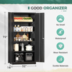 Greenvelly Metal Storage Cabinet with Lock,71" Metal Garage Cabinet with 2 Doors and 4 Adjustable Shelves,Lockable Storage Organization, Steel Tool Cabinets for Office,Home,Garage,Gym,School (Black)