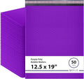 Purple 12.5x19.5 Inch Large Poly Bubble Mailers #6 | Padded Envelopes with Self Seal | Air Lined Cushioned Bubble Mailer | Usable Size 12.5x15 | 50 Pack Bulk | Lightweight shipping Bags