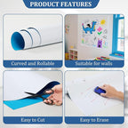 Whiteboard Adhesive Contact Paper, 24×18" in Magnetic Whiteboard Roll, Dry Erase Board for Wall. Ideal for Schools, Offices, and Homes. Includes Markers and Dry-Erase Board.