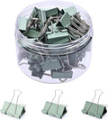 Temiary Aesthetic Binder Clips, 48 Pcs 0.98 Inches Small Metal Binder Clip with Clear Storage Container, Binding Paperwork Clamps for School Teachers Office Supplies (Green)