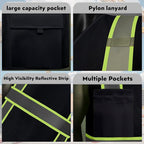BeautyWill Custom Safety Vest Customized Logo Class 2 High Visibility Reflective Vest with Pockets Construction workwear