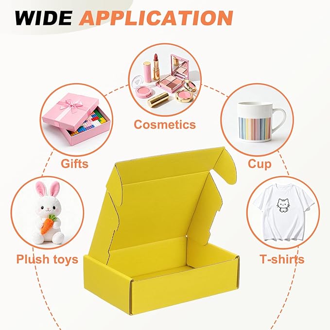 PATIKIL 6 x 4 x 1.6 Inch Shipping Boxes, 30 Pack Color Corrugated Cardboard Box Cute Carton Boxes Literature Mailer for Mailing Packaging Small Business Gift Storage, Yellow