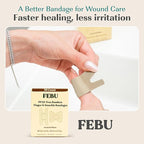 FEBU Eco-Friendly Bamboo Fingertip Bandages | PFAS Free Knuckle Bandages for First Aid | Flexible Fabric Wound Dressing | Fully Compostable, Latex Free Bandage | 30 Count Knuckle & Finger Bandage