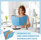 Skyygemm 12 Pack Classification Folders Letter Size Bulk with Divider and 2" Expansion, Pressboard Folder with 2 Prong Fasteners for Teachers, Clergy, Office, Church, Christmas Donations(Blue)