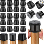 24 Pcs Chair Leg Floor Protectors Round, Silicone Felt Furniture Leg Pads Caps Covers for Hardwood Floors (Fit 15/16" to 1-5/16")