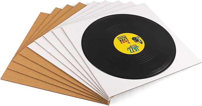 12.5x12.5 inch Corrugated Cardboard Sheets - 12" LP Record Insert Pads for Shipping, Mailing, Packaging, Art Supplies, DIY Crafts, 1/8" Thick Protective Sheets, One-Side White, 50 PCS