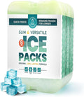 Healthy Packers Reusable Ice Packs for Lunch Boxes - Long Lasting Slim Freezer Packs, Thin Non-Toxic BPA-Free Hard Gel Ice Blocks for Coolers, Kids & Adults Lunch Bags, Travel, Camping, Food Storage