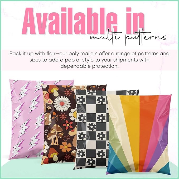 10x13 Poly Mailers – Coquette Bows Design – Waterproof, Tear-Resistant Shipping Bags with Adhesive Seal – 100 Pack – Package Mint