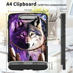 Clipboard with Storage High Capacity Plastic Nursing Clipboards with Pen Holder File Folder Storage Box Clipboard with Heavy Duty Clips for Teacher,Doctor,Offices-Dream Catcher Wolfs
