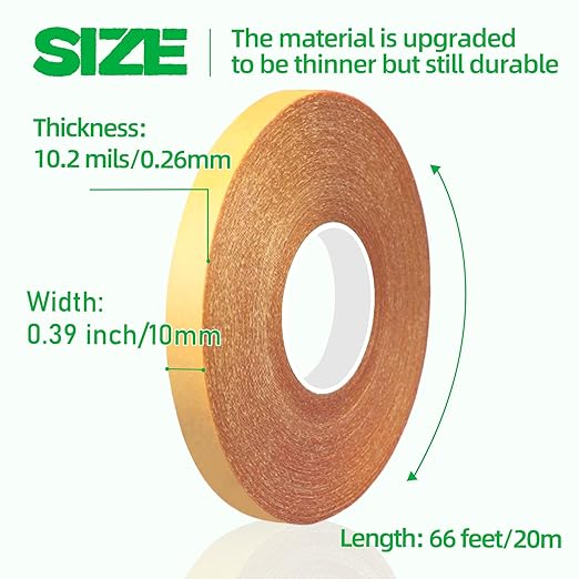 CHENYA Double Sided Tape Heavy Duty,0.39" X 66 Ft,Strong Carpet Tape with Fiberglass Mesh,Super Sticky Clear Two Sided Tape for Mounting Crafts,Carpet,Picture,Wallpaper,Balloon