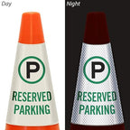 SmartSign 6-Pack 'Reserved Parking' Reflective Cone Message Sleeve Collar with Symbol, 360-Degree Visibility, Vinyl Signs for Traffic Safety Cones, 3-Side Print [Cone Not Included]