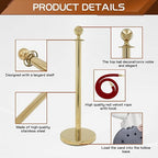 Red Carpet Ropes and Poles, Stanchions and Velvet Ropes, 5ft Stanchion Rope, Gold Stanchions Used for Hotel, Party, Wedding, Exhibition