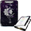 Clipboard with Storage High Capacity Plastic Nursing Clipboards with Pen Holder File Folder Storage Box Clipboard with Heavy Duty Clips for Teacher,Doctor,Offices-Moon Star Galaxy Florals