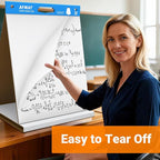 AFMAT Tabletop Sticky Easel Pad, 20 x 23 in Portable Easel Stands for Teachers, Super Sticky & Bleed-Resistant, Self-Stick Easel Paper for Office/Classroom/Training/Presentation, 20 Sheets/Pad, 8 Pads