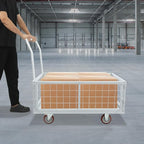 4-in-1 Platform Truck Foldable Push Cartplatform Truck with Cage 2200 lbs, Heavy Duty Moving Platform Hand Cart with 4 Wheels & Brakes, Convertible Warehouse Push Dolly for Workshop Logistics, Silver