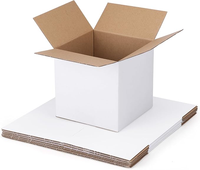 Shipping Boxes 6x6x6 Set of 6, White Corrugated Cardboard Box for Mailing Business Packaging