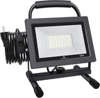 GLORIOUS-LITE 50W LED Work Light, 5000LM LED Flood Lights, 400W Equivalent, IP66 Waterproof, 16ft 5m Cord with Plug, 6500K, Adjustable Working Lights for Workshop Garage, Construction Site
