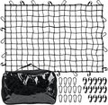 5’ x 7'Cargo Net for Pickup Truck Bed Stretches to 10' x 14' Heavy-Duty, Mesh Square Latex Bungee Netting with 14 Metal Carabiners + 14 Hooks- Compatible with Ford, Dodge RAM, Chevy, Toyota
