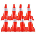 Traffic Safety Cones 18 Inch 8 Pack - Orange Road Parking Cones with Reflective Collars, Heavy Duty PVC Construction Cone Structurally Stable for Road Parking, Traffic Control, Driveway
