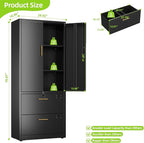 2 Drawer Lateral File Cabinet with Adjustable Shelves and Handles,Metal Filing Cabinet with Drawers and Keys for Home,Office,School,Fits A4/Letter/Legal Size Folders,Assemble Required,Black