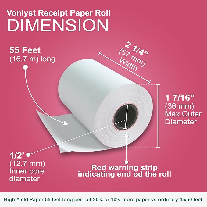Compatible Clover Compact Countertop POS Thermal Receipt Paper 2 1/4 x 55 (40 rolls)