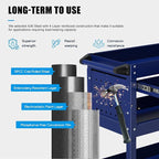 3 Tier Rolling Tool Cart On Wheels, Heavy-Duty Utility cart Service Cart with Locked Drawers for Garage, Warehouse, Repair Shop, Workshop