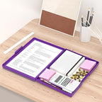 Rimilak Plastic Clipboard with Storage, Side Opening with 2 Compartment, Size 13.3 x 9.4 x 1.5 Heavy Duty High Capacity Nursing Box for Work School & Office Supplies, Dark Purple