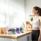 Qilery Adjustable Label Dispenser Acrylic Roll Sticker Dispenser Sticker Holder Organizer Label Stand for Holding Office and Home(12 Disks)