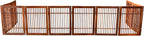 Urnporium Pet Dog Gate Strong and Durable Freestanding Folding Acacia Hardwood Portable Wooden Fence Indoors or Outdoors Foldable pet Barrier for The House (Brown Pet Gate, 10 Panel 24" Tall)