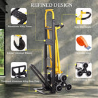 3-in-1 Industrial Convertible Hand Truck Dolly Cart,1000 lbs Capacity Aluminum Dolly Hand Truck with Stair Climber Wheels,Hand Trucks Heavy Duty for Warehouse Moving(Black Yellow)