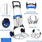 Folding Hand Trucks Heavy Duty by Leeyoung,500 lb Aluminium Folding Hand Cart Dolly with 8 inch Wheels (incl 2 Bungee Cords)