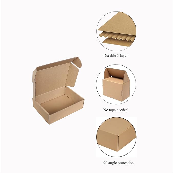 Shipping Boxes Corrugated Cardboard Mailer Boxes Literature Mailer for Packaging Small Business Craft Gifts Giving Products (Brown, 7x5x2)