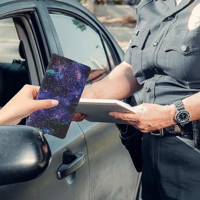 2 Ppack Leather Car Registration and Insurance Card Holder, Car Document Holder for Cards License with Magnetic Shut(Purple)