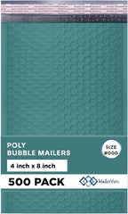 Green Small Bubble Mailers 4x8 Inch #000 | Thick Padded Poly Bubble Mailer Envelopes | 500 Pack Bulk | Trading Card Sports Card Shipping