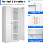 White Kitchen Pantry Cabinet, 71 Inch Tall Metal Storage Cabinet with Doors and Shelves, Pantry Cabinets for Kitchen Storage, Freestanding Cupboard for Living, Dining Room, Assemble Required