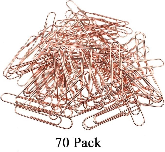 HAHIYO Paper Clips Large Sturdy 2 inches Length 70 Pack Paperclips Heavy Duty Tight Grip Rust Proof Reusable Metal Bright Rose Gold for Home Office School