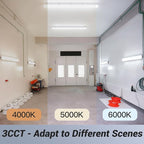 JTT 4FT LED Vapor Tight Light, 60W/50W/40W IP65 Waterproof LED Outdoor Indoor Shop Light 6000K/5000K/4000K CCT, Vapor Proof Fixture for Garage Shop Basement Barn Car-Wash, 6-Pack ETL