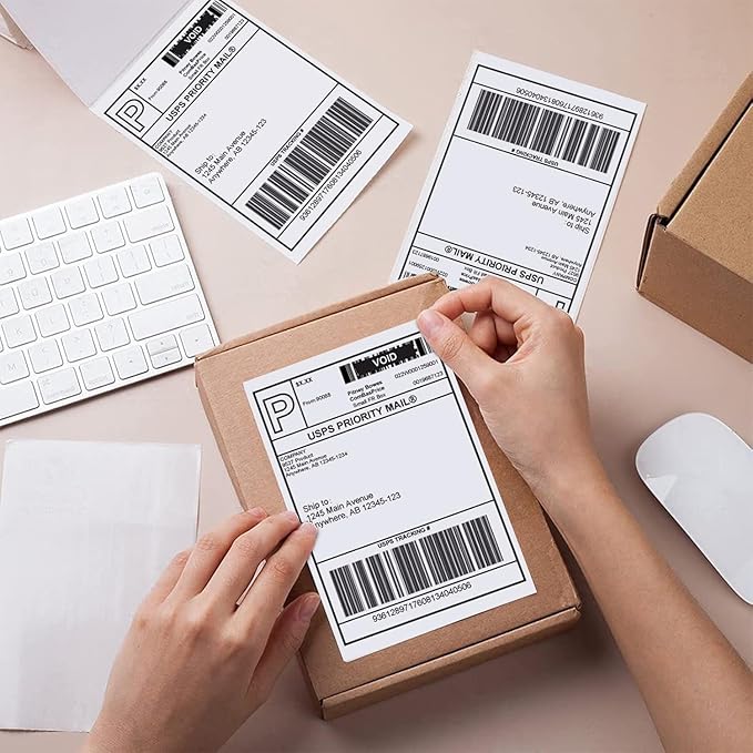 9527 Product 4 x 6 Thermal Labels - Pack of 100 Fanfold Labels for Direct Thermal Printer, White Perforated Shipping Label,100 Label per Stack,1 Stack