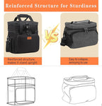Expandable XLarge Lunch Box, Insulated Heavy Duty Lunch Bag Waterproof Leakproof Durable Cooler Bag for Men Women Adults Work Construction Camping Trip, 22L, Black, GLENKEY