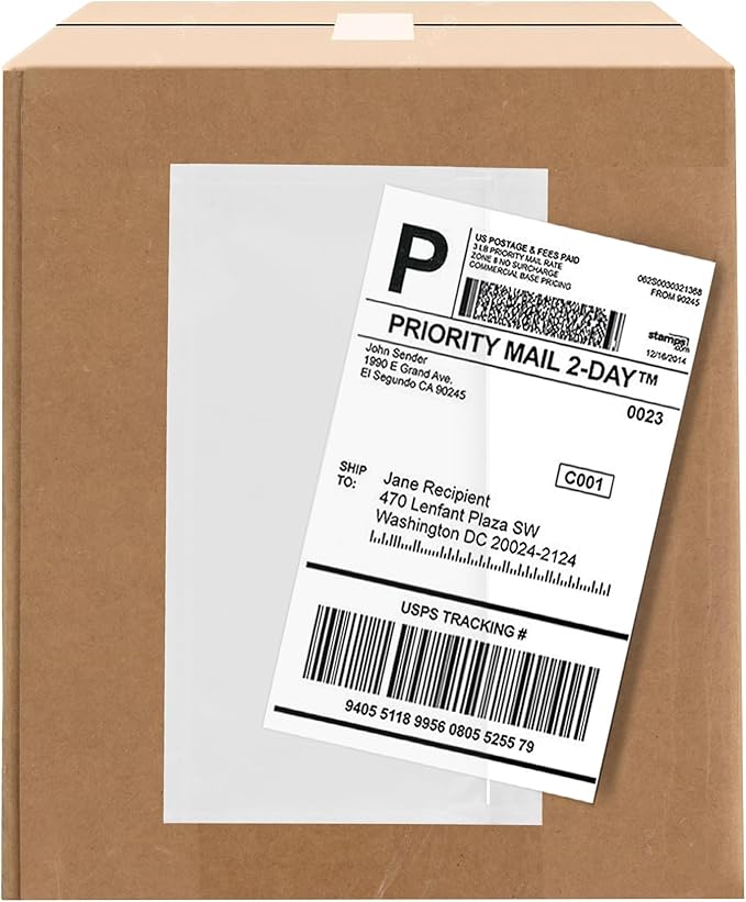 2000 Count 7" x 5.5" Shipping Label Envelopes, Clear Packing List Pouches with Self-Adhesive Back, Top Loading for Shipping Labels Sleeves, for Packing Slips, Labels Invoices & Paperwork. GPI