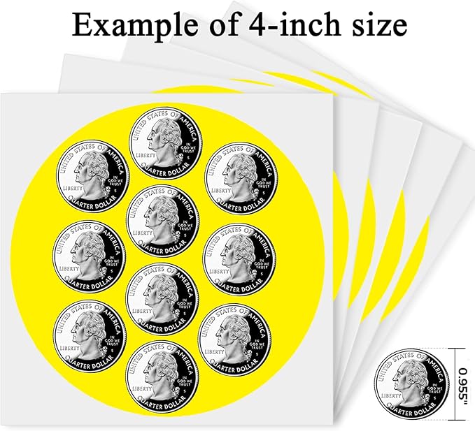 4 Inch Large Yellow Circle Thermal Labels, Self-Adhesive Round Inventory Stickers, Multi-Purpose Round Roll Thermal Printing Stickers for Business and Domestic Use-300 Labels/Roll