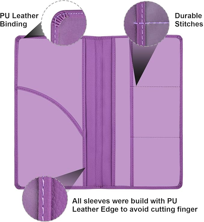 Cacturism Car Registration and Insurance Card Holder, Vehicle Glove Box Car Organizer Women Car Accessories with Magnetic Shut for Cards, Essential Document, Driver License, Purple