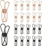 PATIKIL 50Pcs Paper Office Binder Clips, 1.26" Small Metal Wire Hollow Out Paper Clamps Long Tail Binder Clips for Photo Clothes Hanging Office Home Kitchen Food Package, Black/Rose Gold