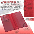 Auto Insurance and Registration Card Holder - Vehicle Glove Box Document Organizer - Car Essential Paperwork Holder for DMV, AAA, Contact Information Cards - Premium PU Leather Wallet Case - Red
