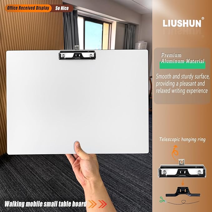 Aluminum 11x17 Clipboard A3 Metal Stainless Hangable Clipboards with Clips Art Pen Holder Extra Large Clip Board for Business Medical Professionals Workshop (Silver, A3-Single)