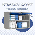 Metal Wall Cabinet with Locking Door and Shelf, Hanging Garage Cabinets with Up-Flip Doors for Garage, Warehouse, Home, Office, Assembly Required (Grey Blue, One Cabinet)