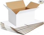 Famagic Small Shipping Boxes 8x6x6 Inch 10 Pack White Box Corrugated Cardboard Boxes for Packaging Small Business, Mailing Boxes for Shipping
