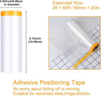 Muf 2 x 65 Feet Plastic Drop Cloth Plastic Sheeting with Masking Tape,Waterproof Protective Masking Film,Prevent Dust Paint for Car,Furniture,Carpet,Floor,3 Pack
