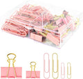 Cute Paper Clips Binder Clips Combo Set, 165 Psc, Assorted Size Paper Clips for Office, Cute Office Supplies Set, Pink